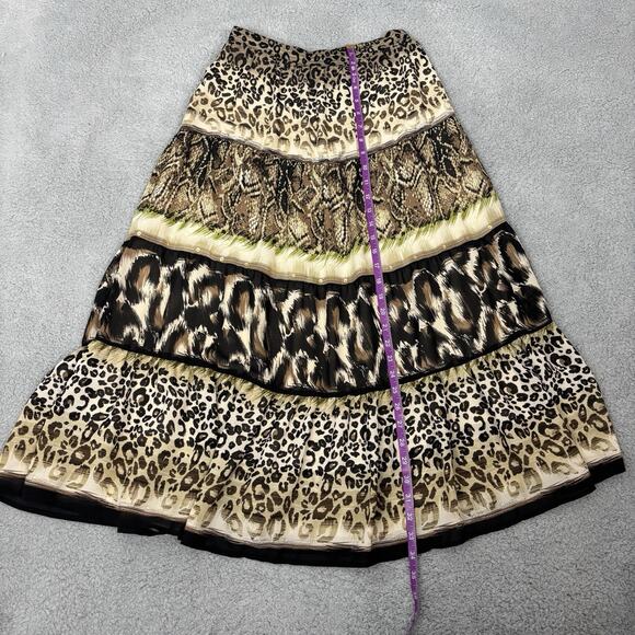 JM Womens Midi Tiered Skirt Animal Print Sequins sz 8P Whimsigoth grunge boho - Picture 8 of 12